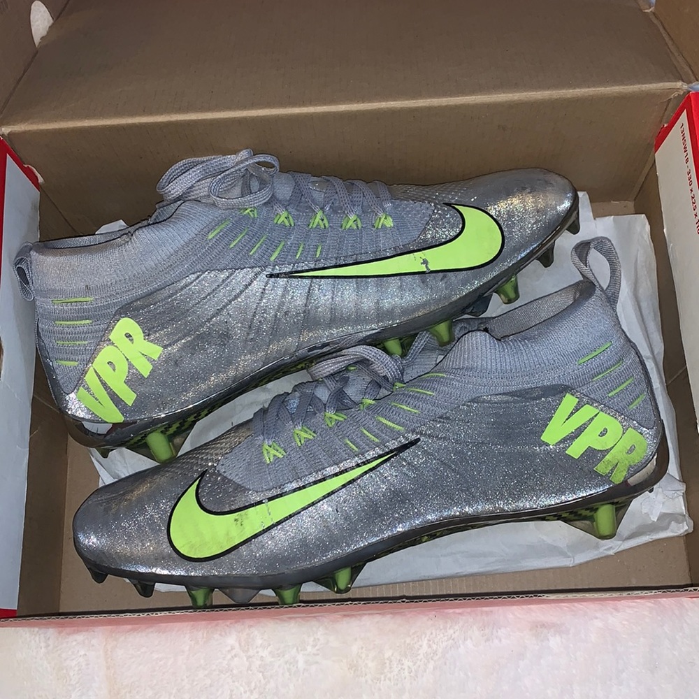 Mens Nike Vapor Ultimate VPR TD Football Cleats Grey Neon Green Sz 10.5